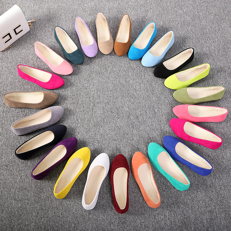 suede slip-on shoes pointed toe Rubber Flat Shoes-ABOXUN