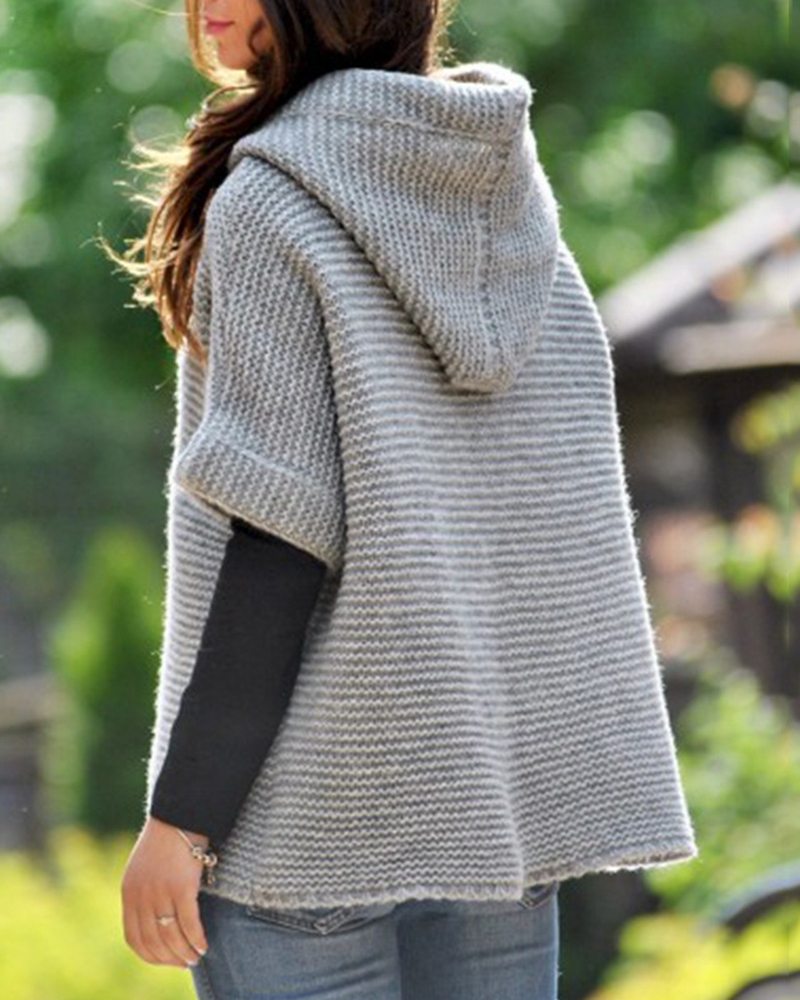 Loose-knit Hooded Sweater Cardigan-ABOXUN