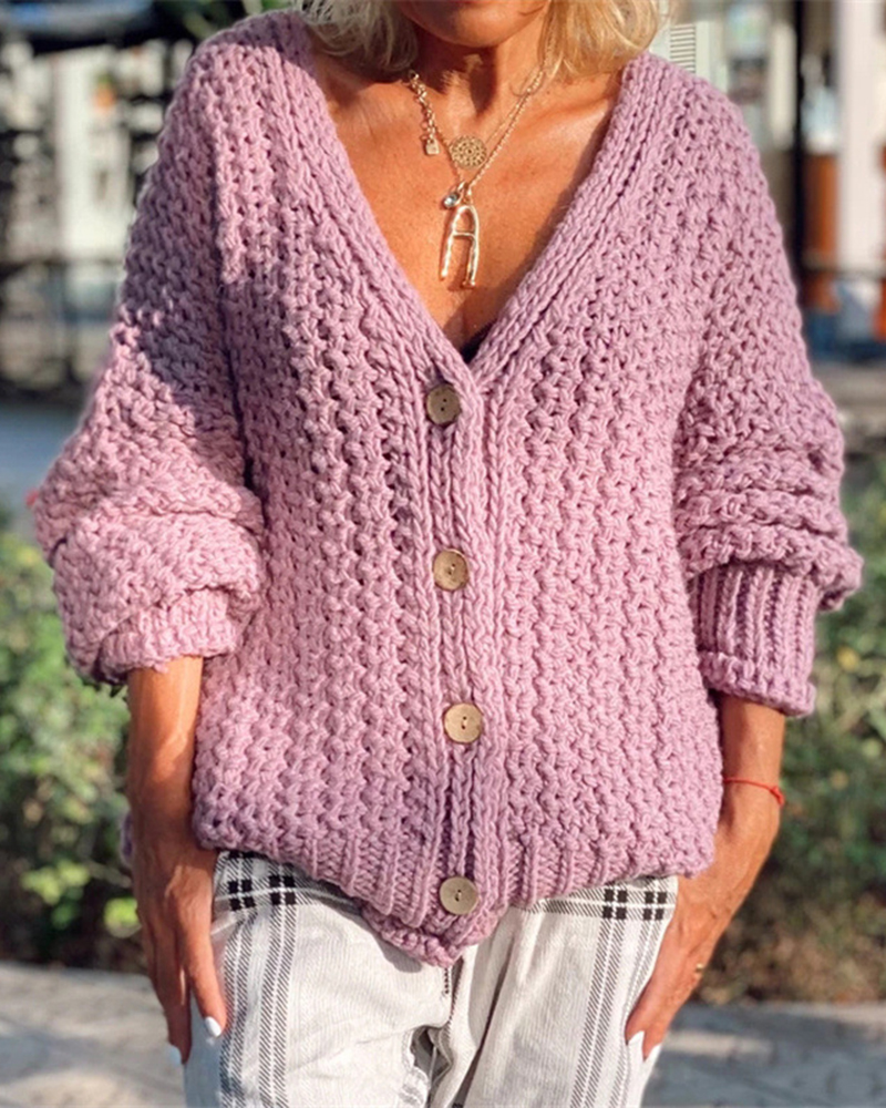 Retro Thick Stitch Casual Sweater Coat-ABOXUN