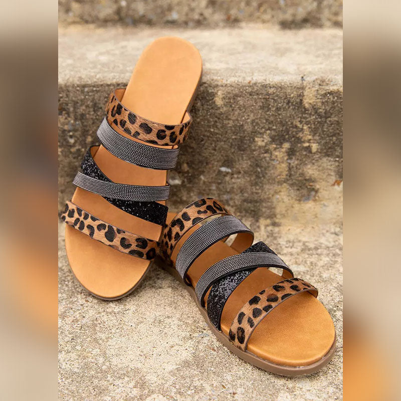 Sunflower Sequined Slip On Flat Slippers-ABOXUN