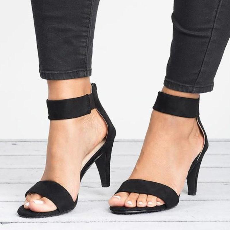 Women Open Toe With 5CM High Heels Sandals Plus Size Thin Heel Shoes-ABOXUN