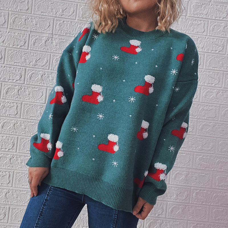 Vintage Christmas Socks Long Sleeve Sweater-ABOXUN