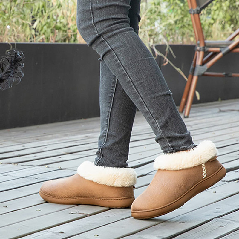 Women's Micro Suede Fuzzy Plush Lined Slippers with Cozy Memory Foam-ABOXUN