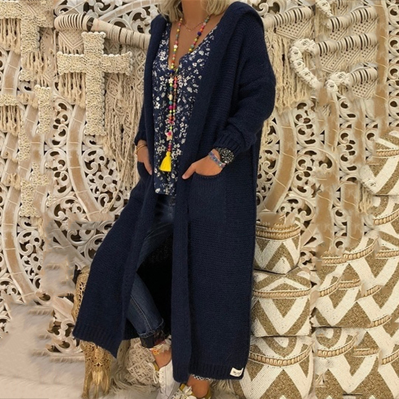 Vintage Loose Pocket Hooded Sweater Cardigan-ABOXUN