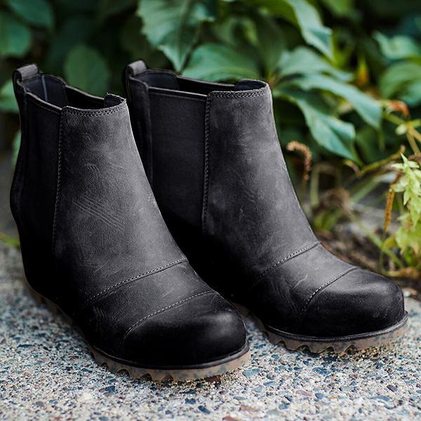 Women Slip On Wedge Boots-ABOXUN