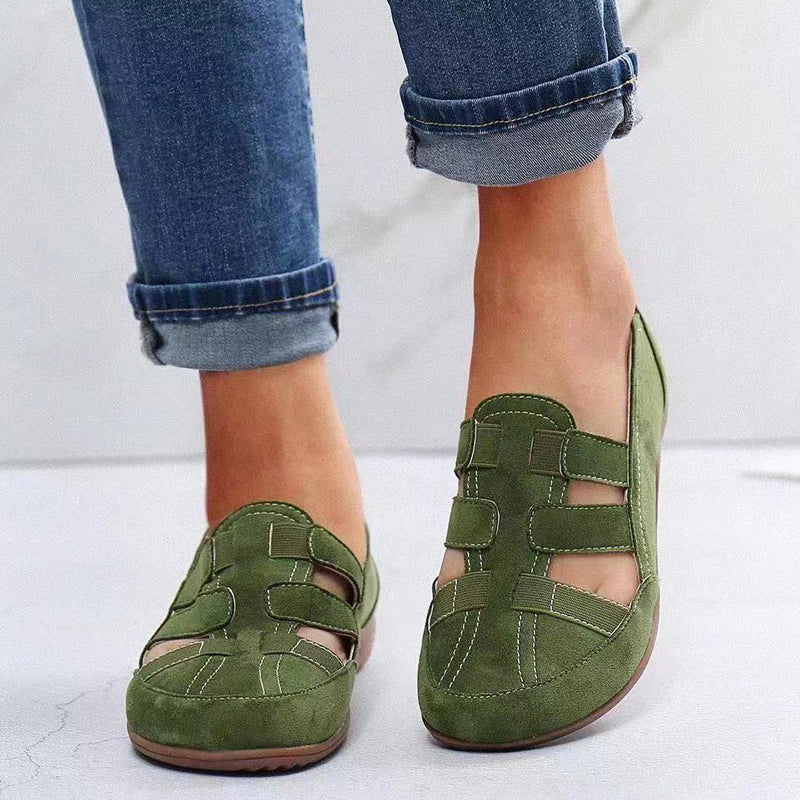 New solid color flat hollow sandals for summer-ABOXUN