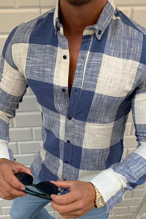 Solid color V-neck drawstring long-sleeved cotton and linen shirt-ABOXUN