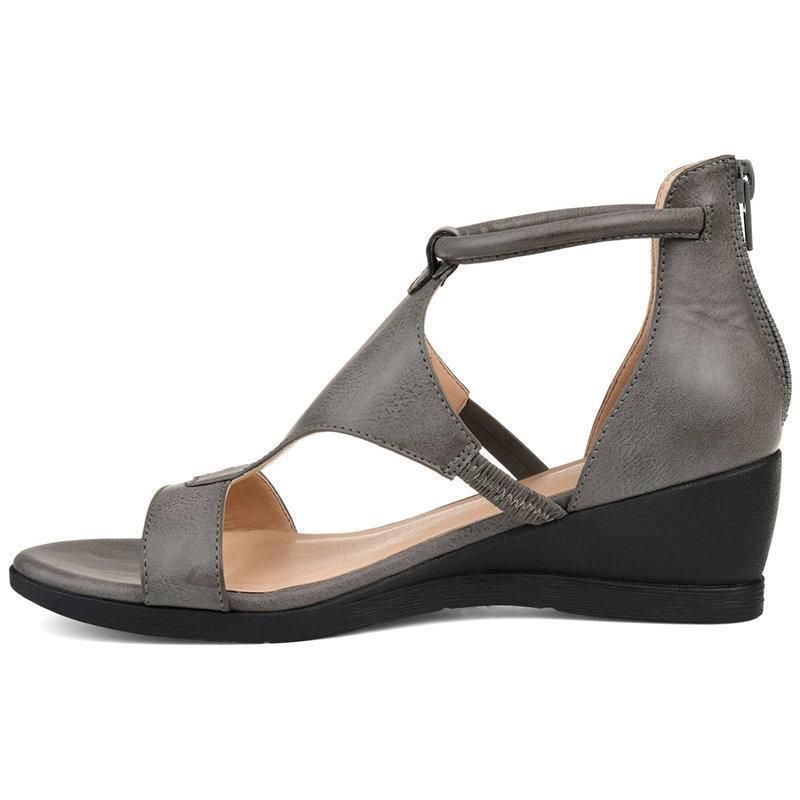 Women Casual Leather Comfy Wedge Sandals-ABOXUN