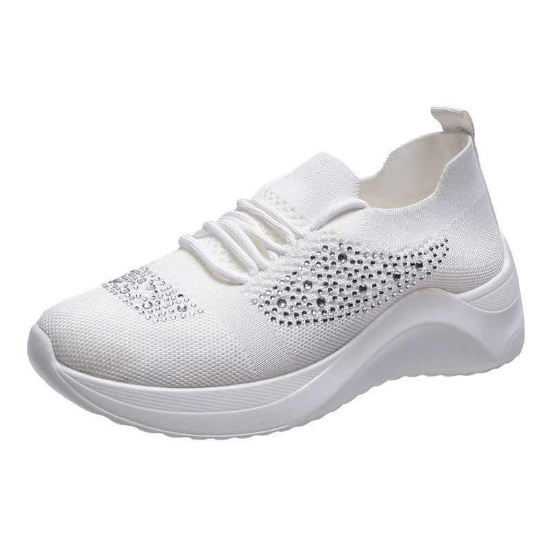 women's rhinestone lace-up sports shoes-ABOXUN