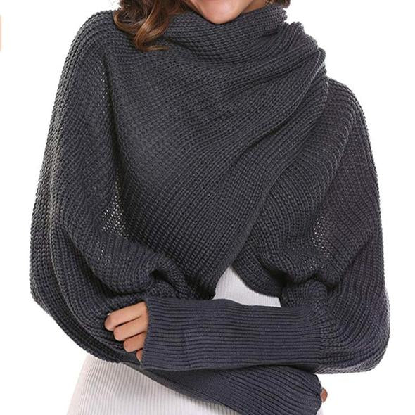 Trendy Knitted Sweater-Scarf With Sleeves-ABOXUN