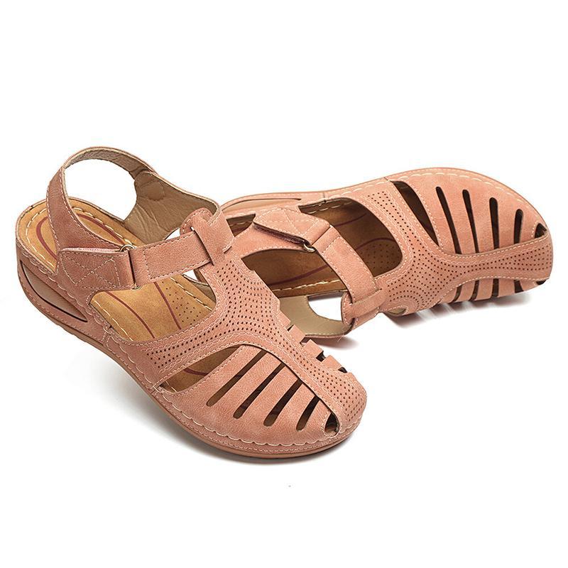 Sursell Women Hollow Out Breathable Wedges Thick Sole Buckle Sandals-ABOXUN