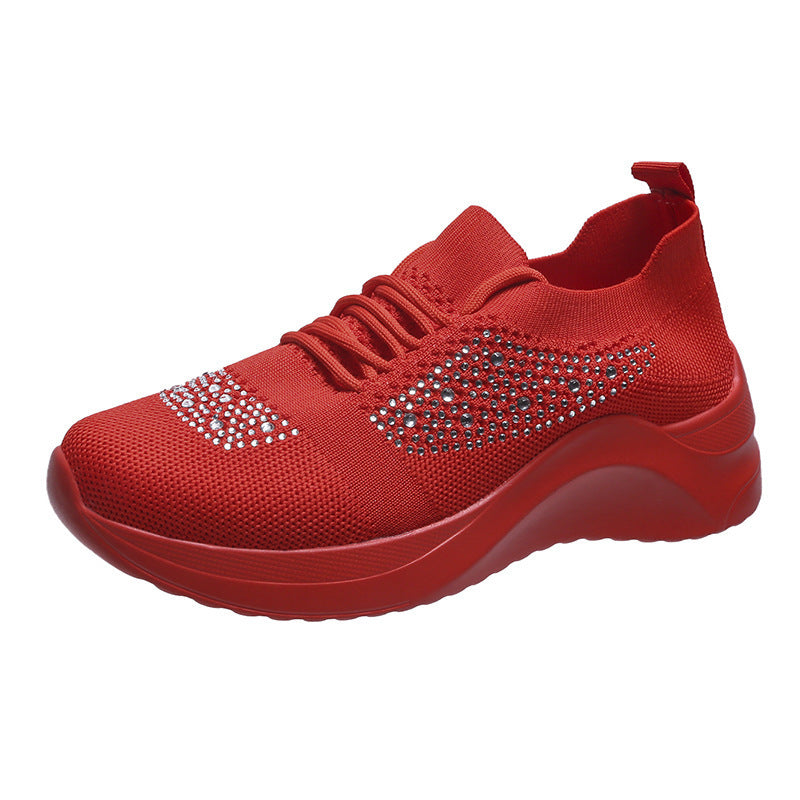 women's rhinestone lace-up sports shoes-ABOXUN