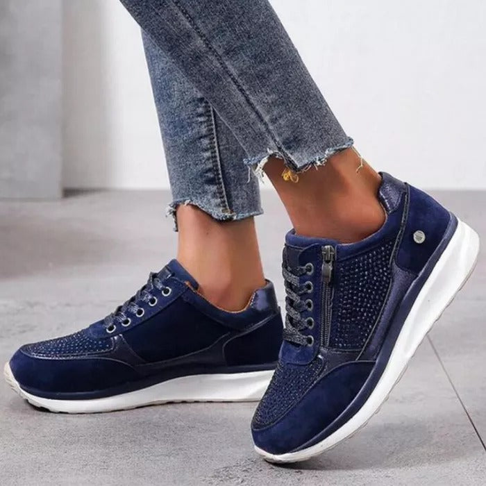 Women's Low Heel Lace Up Sneakers-ABOXUN