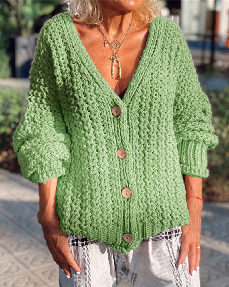 Retro Thick Stitch Casual Sweater Coat-ABOXUN