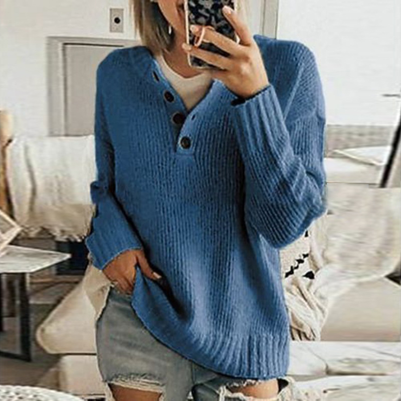 Casual Solid Color Stand Collar Sweater
