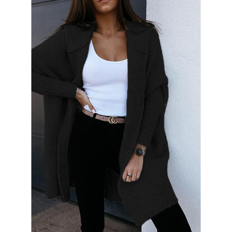 Casual Loose Hooded Knitted Cardigan-ABOXUN