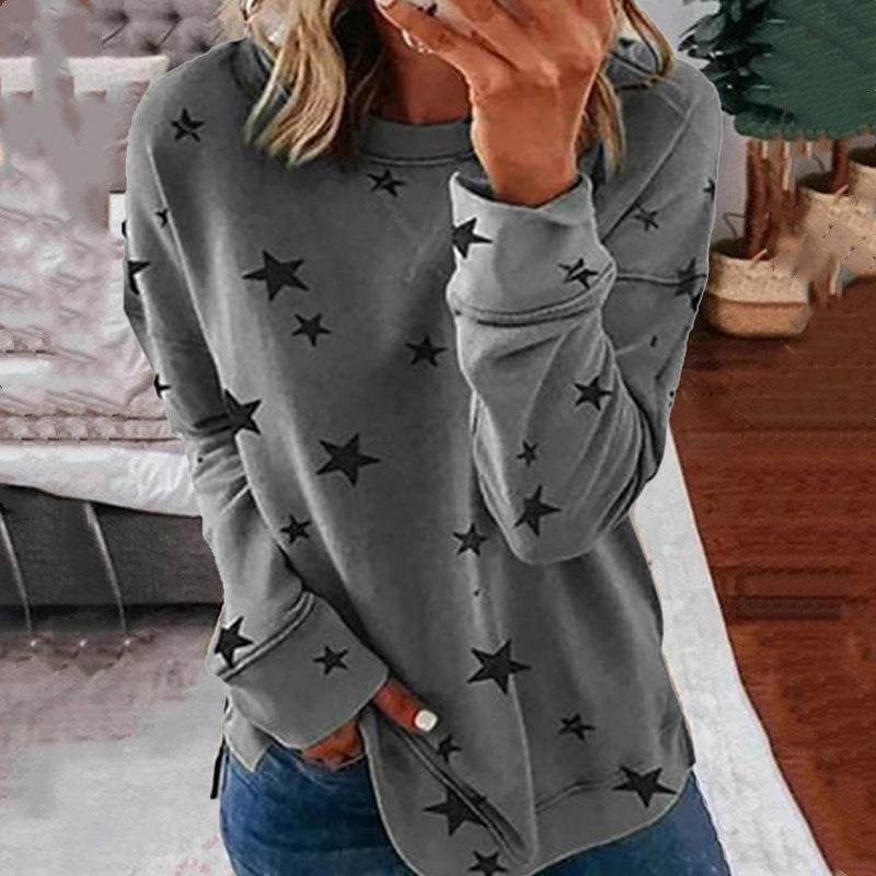 🔥Last day Sale OFF🔥-Oversized Long Sleeve Star T-Shirt-ABOXUN