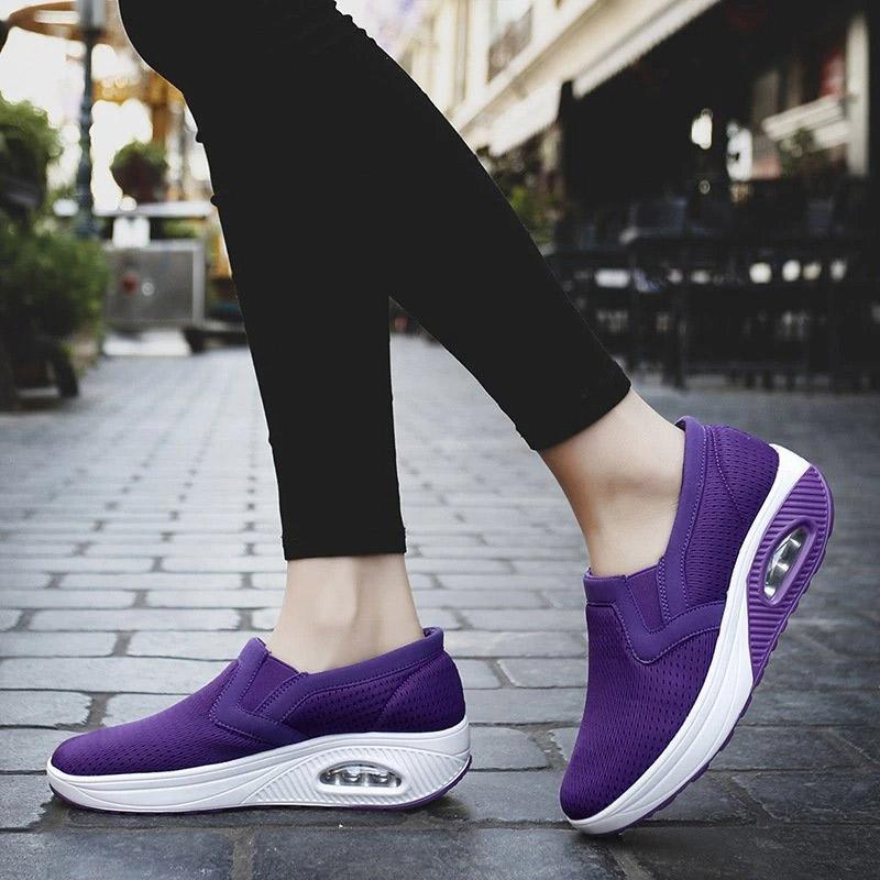 Women's Sporty Platform Fabric Daily Slip-On Walking Sneakers-ABOXUN