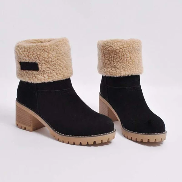 🔥Hot Sale🎁70% OFF 🎉Women Two Ways Wear Warm Square Heels Snow Boots-ABOXUN