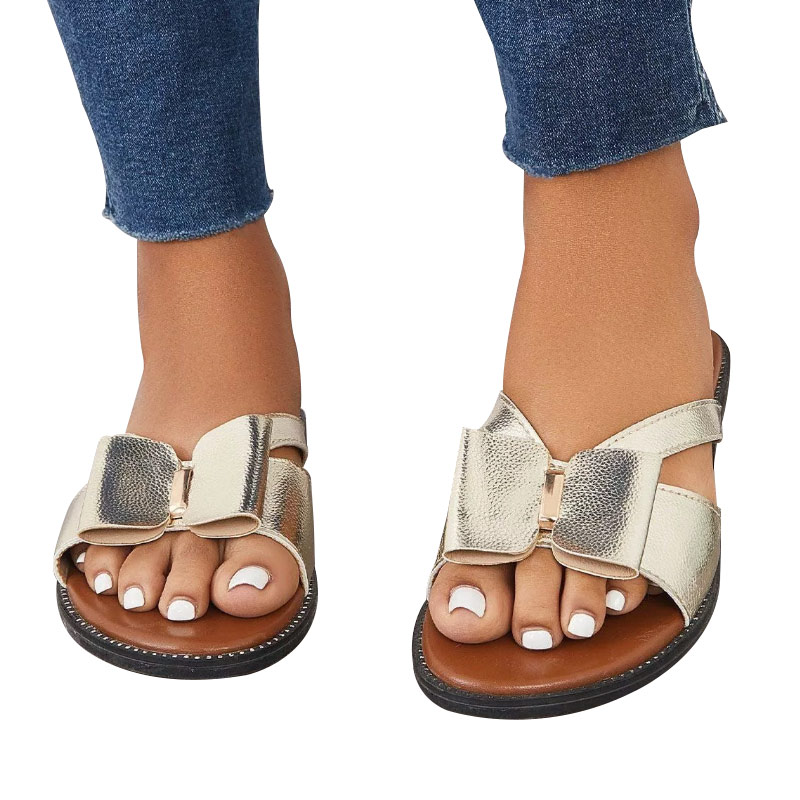 Women Summer Comfy Slipper Retro Rubber Soft Sole Bow Slippers-ABOXUN