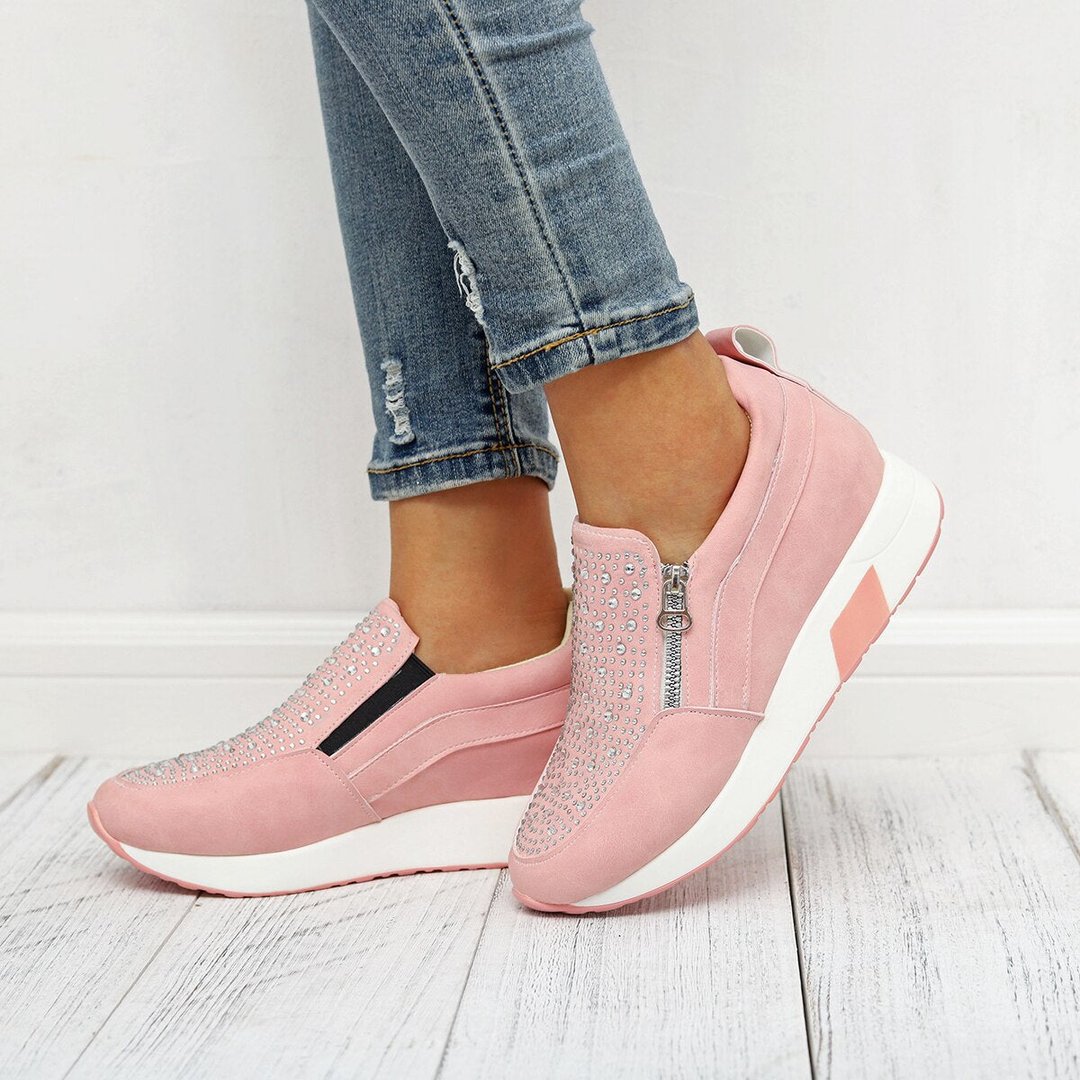 🔥On This Week Sale 70% OFF🔥Women's casual platform zipper sneakers, Comfy Orthopedic Walking Shoes-ABOXUN