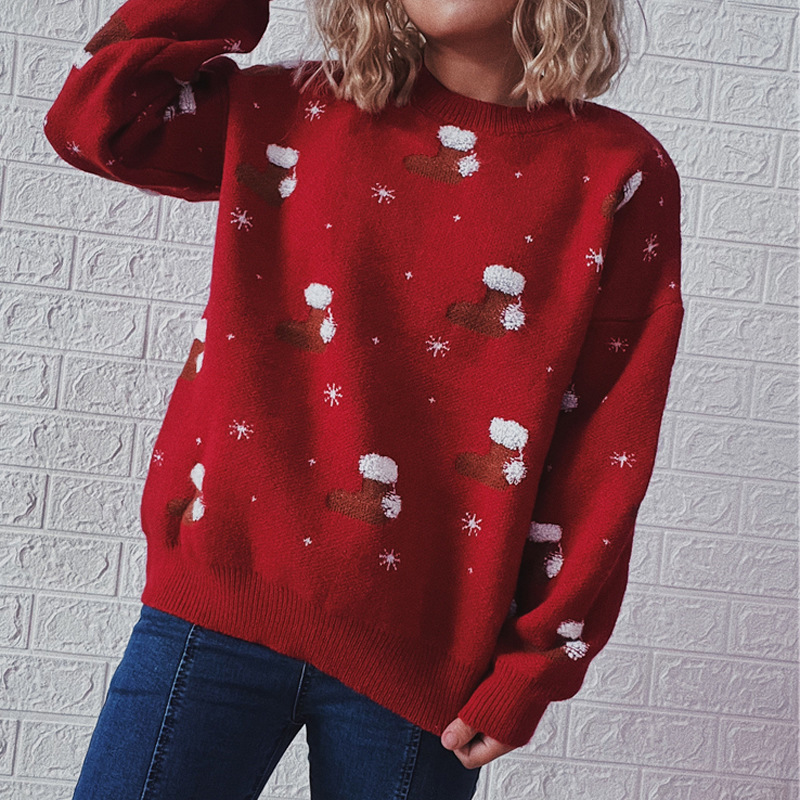 Vintage Christmas Socks Long Sleeve Sweater-ABOXUN