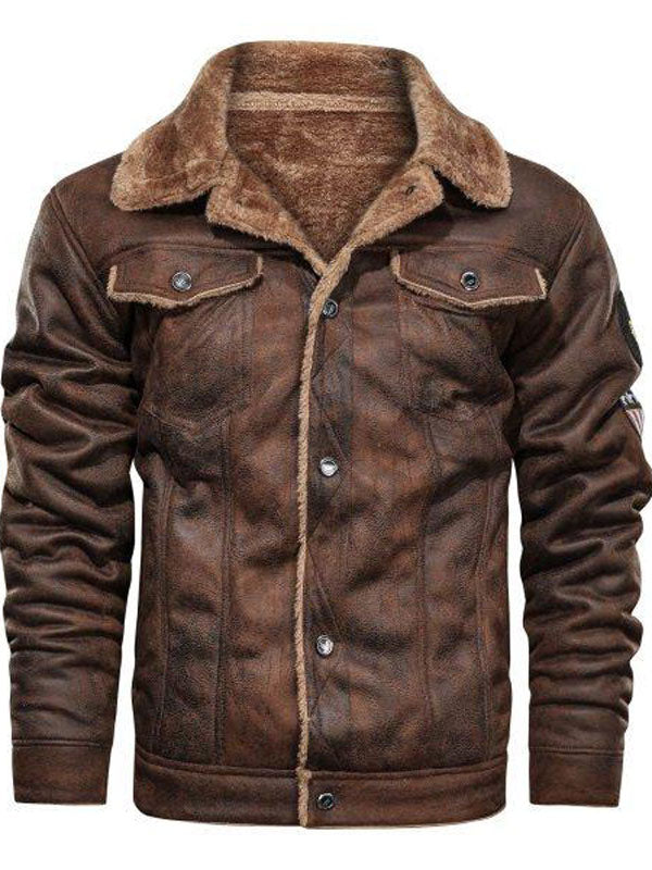 Mens Outdoor Fur Loose Warm Jacket-ABOXUN