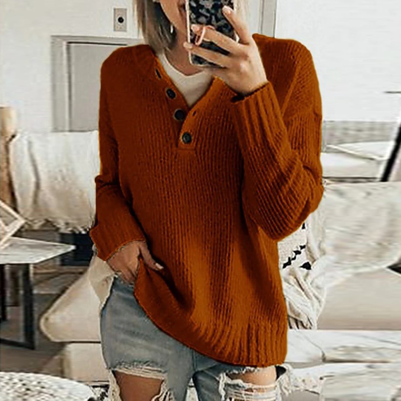 Casual Solid Color Stand Collar Sweater