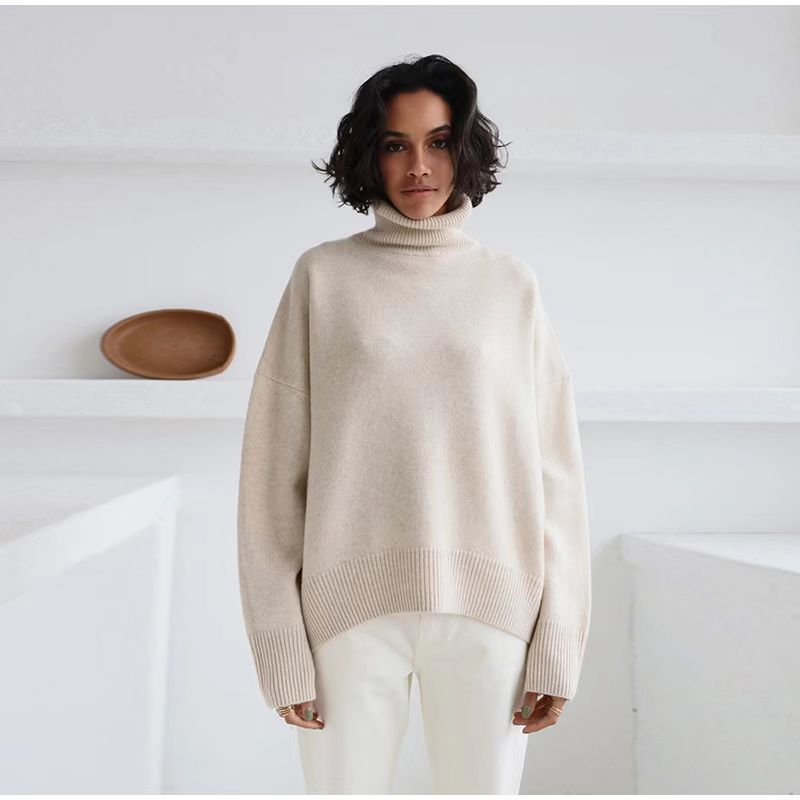 women's autumn and winter popular high neck loose knitted sweater-ABOXUN