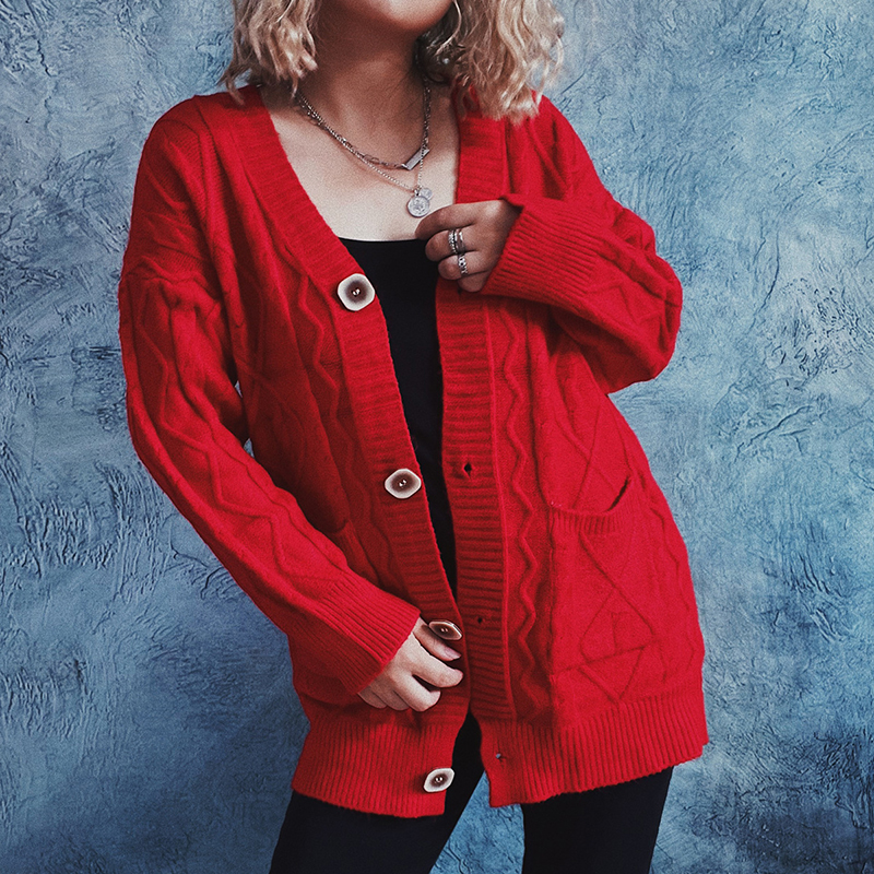 Vintage Long Sleeve Solid Sweater Cardigan-ABOXUN