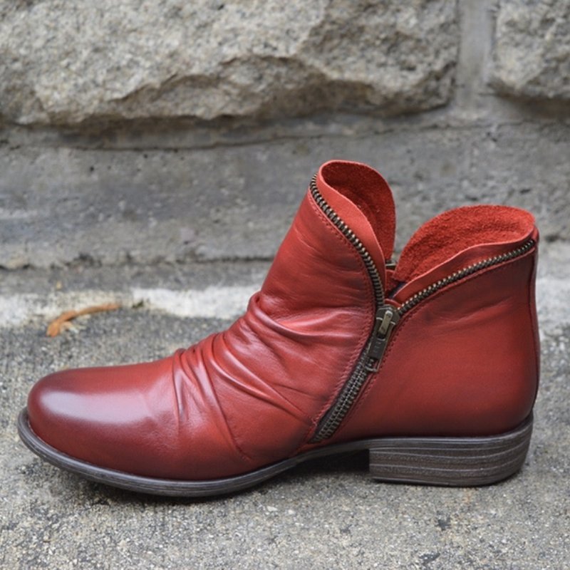 Women's Casual Side Zipper Ankle Boots-ABOXUN