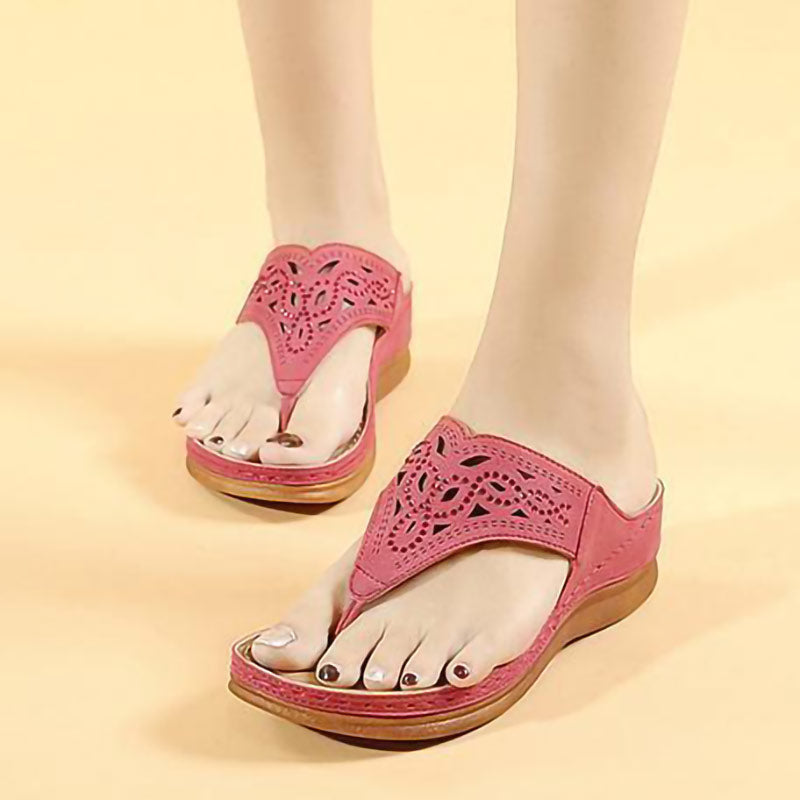 Women's Comfortable Flip Flops Wedge Heel Daily Slippers-ABOXUN