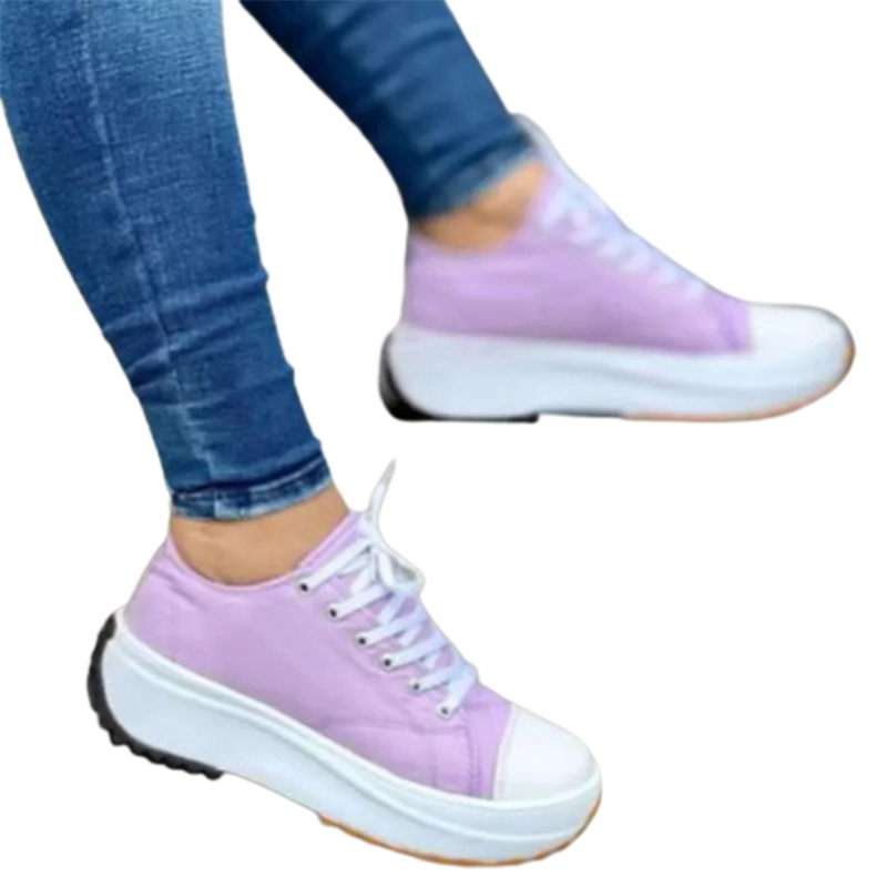 2022 round toe lace-up platform arch support canvas shoes-ABOXUN