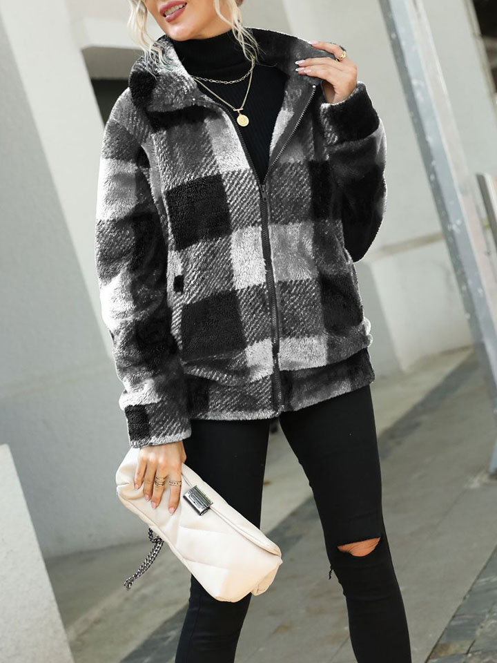 Plush zipped double-face fleece jacket-ABOXUN