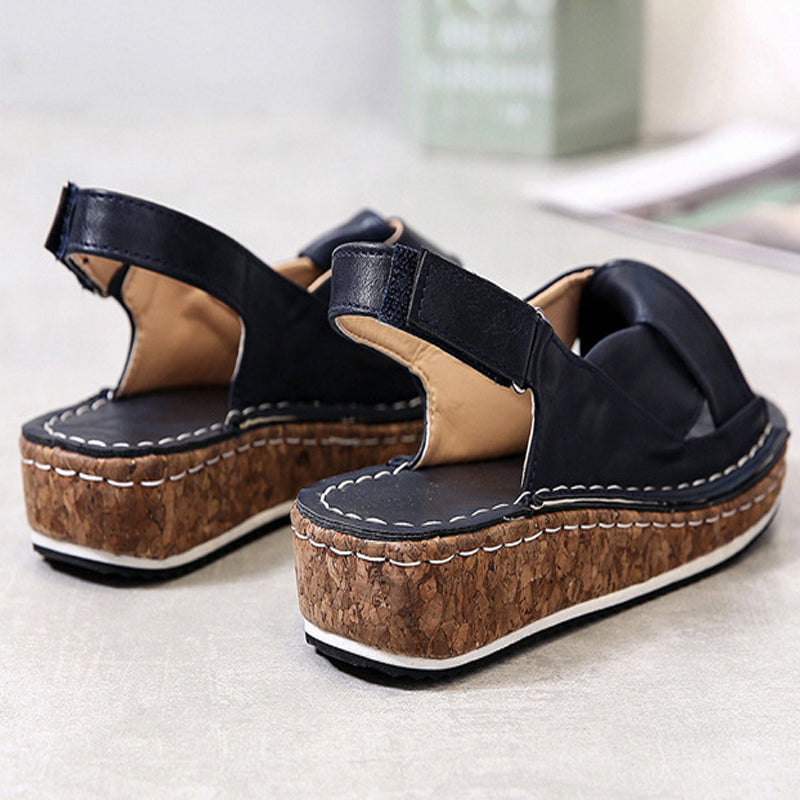 2022 Summer Solid Color Flat Velcro Sandals-ABOXUN