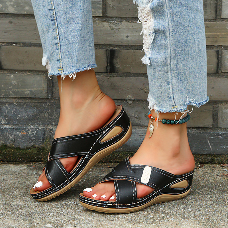 Women's Vintage Wedge Stitch Slippers-ABOXUN