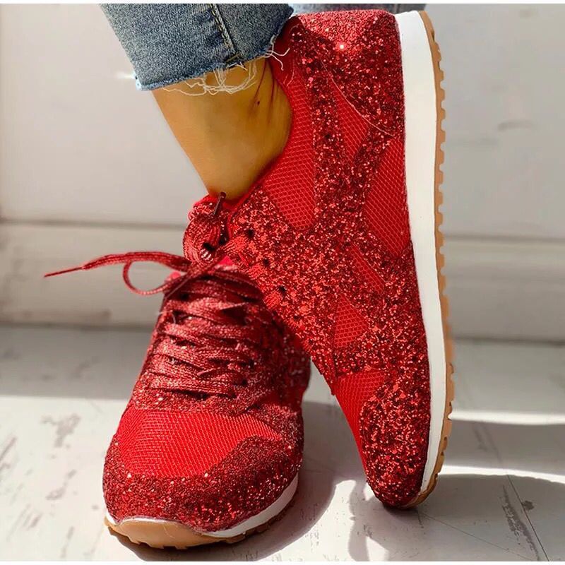 2022 Fall New Flat Mesh Rhinestone Sneakers-ABOXUN