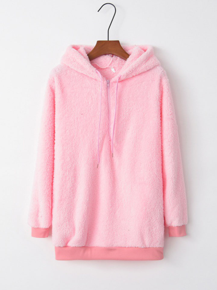 Hooded Solid Color Women's Sweater Jacket-ABOXUN
