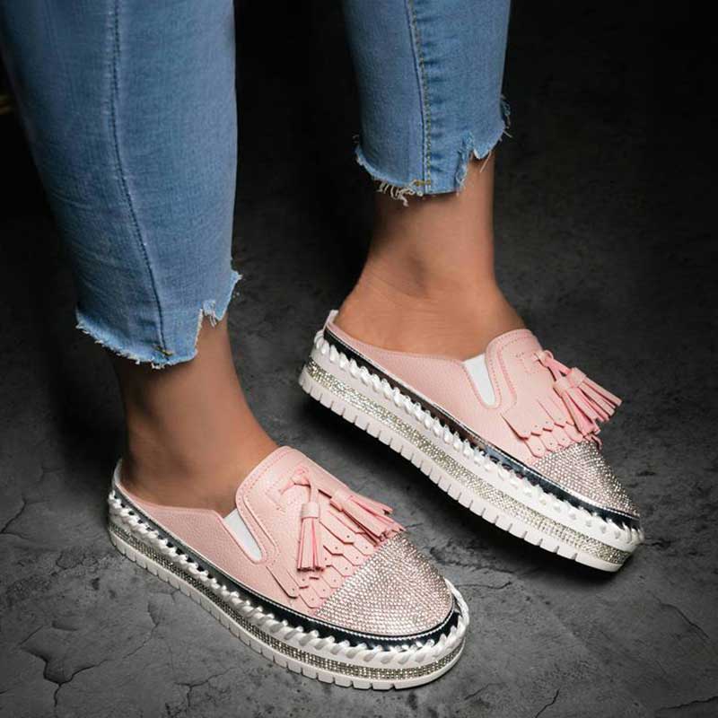 Women's Fashion Shiny Rhinestone Tassel Sandals-ABOXUN