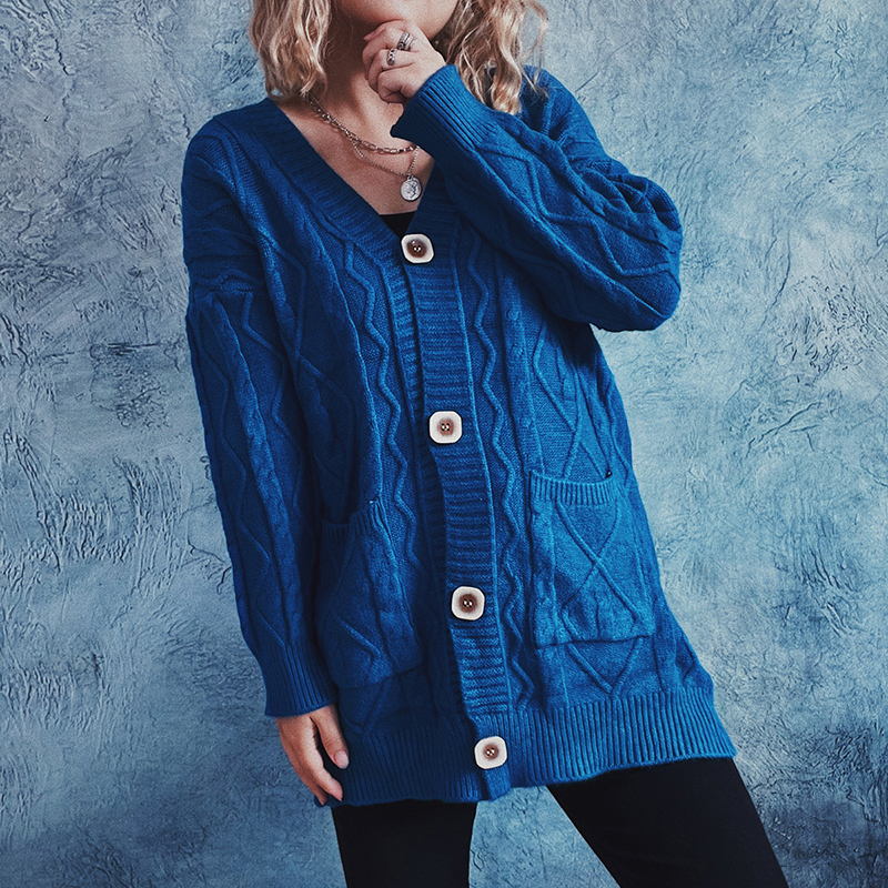 Vintage Long Sleeve Solid Sweater Cardigan-ABOXUN