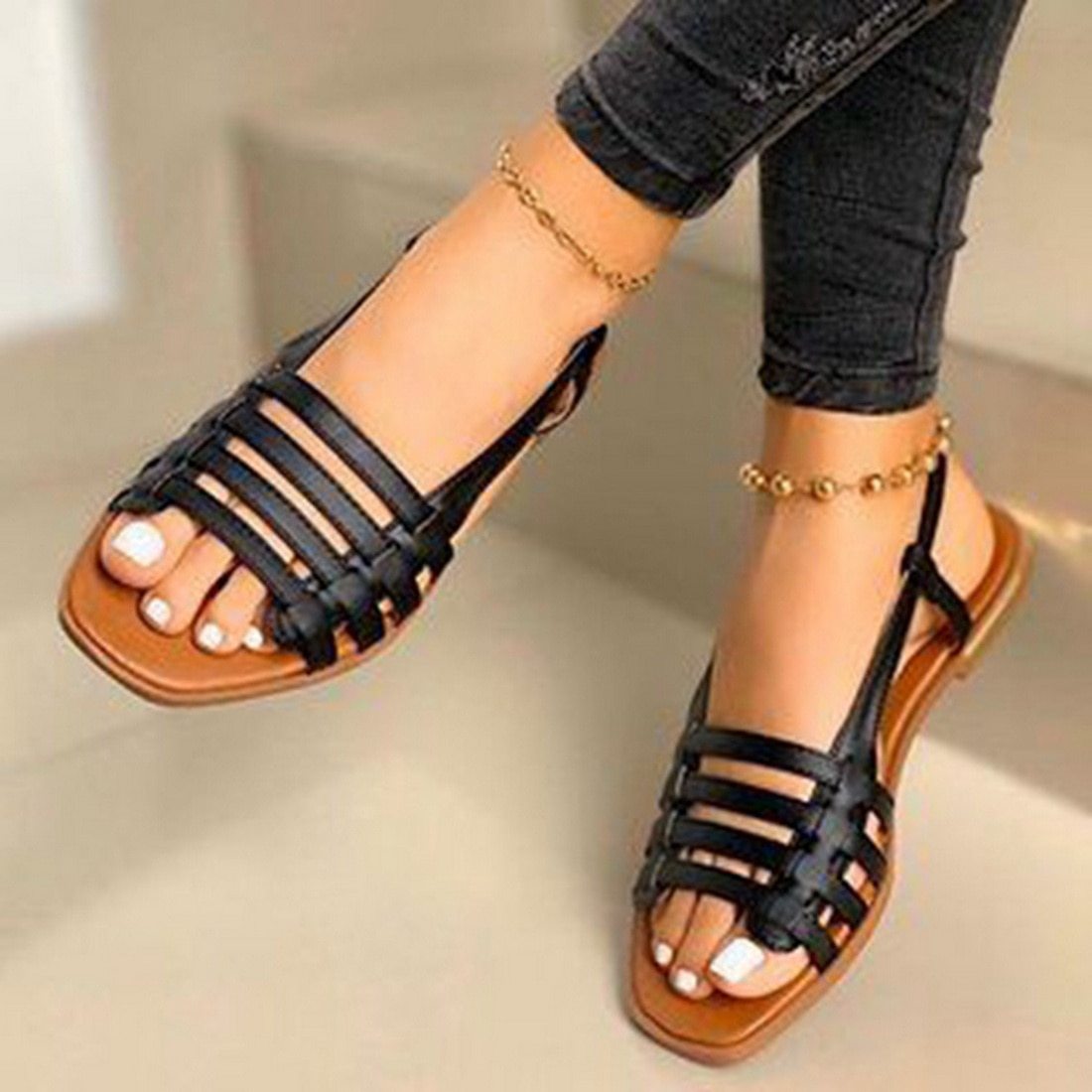 Flat Sandals Ladies Summer Outdoor Fashion Flat Shoes-ABOXUN