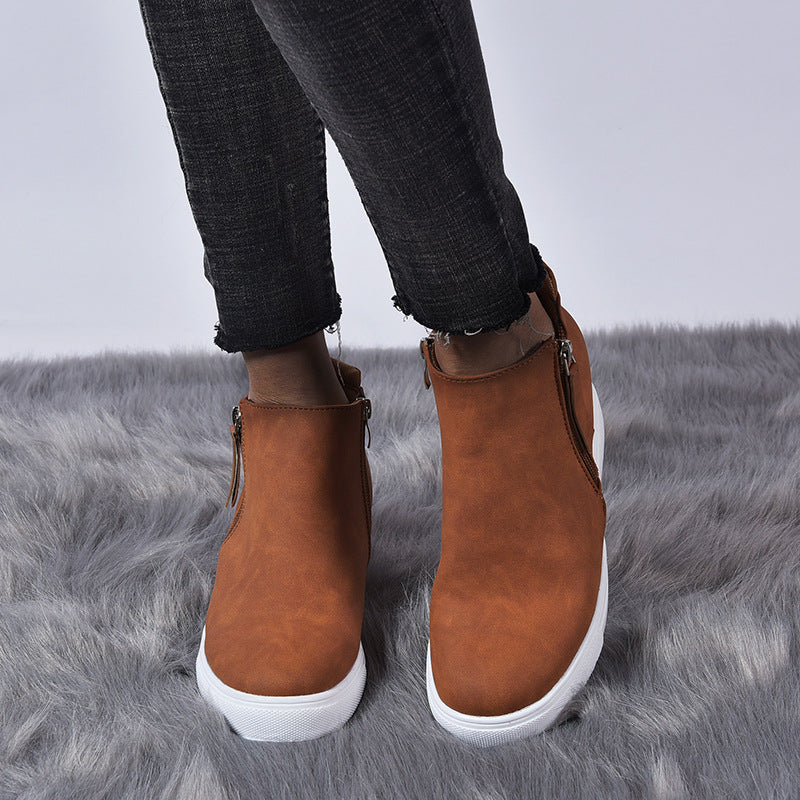 Grishay 2022 New Zipper Wedge Heel Women's Boots-ABOXUN