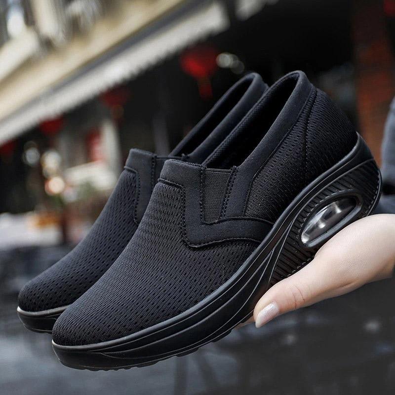 Women's Sporty Platform Fabric Daily Slip-On Walking Sneakers-ABOXUN