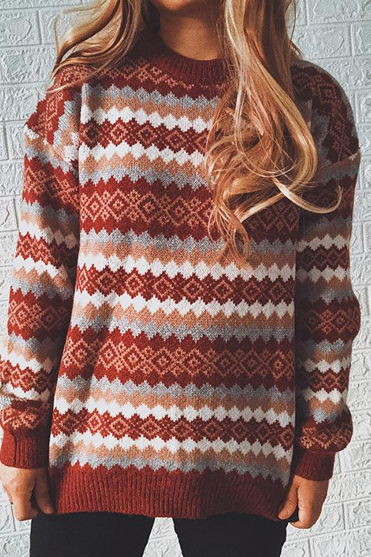 Fairman Island Vintage Crew Neck Long Sleeve Sweater-ABOXUN