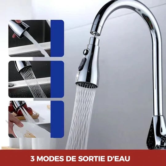 🔥Nouvelle Arrivée-Rotatif à 360 ° -3 fonctions Buse de Robinet Universelle sous Pression