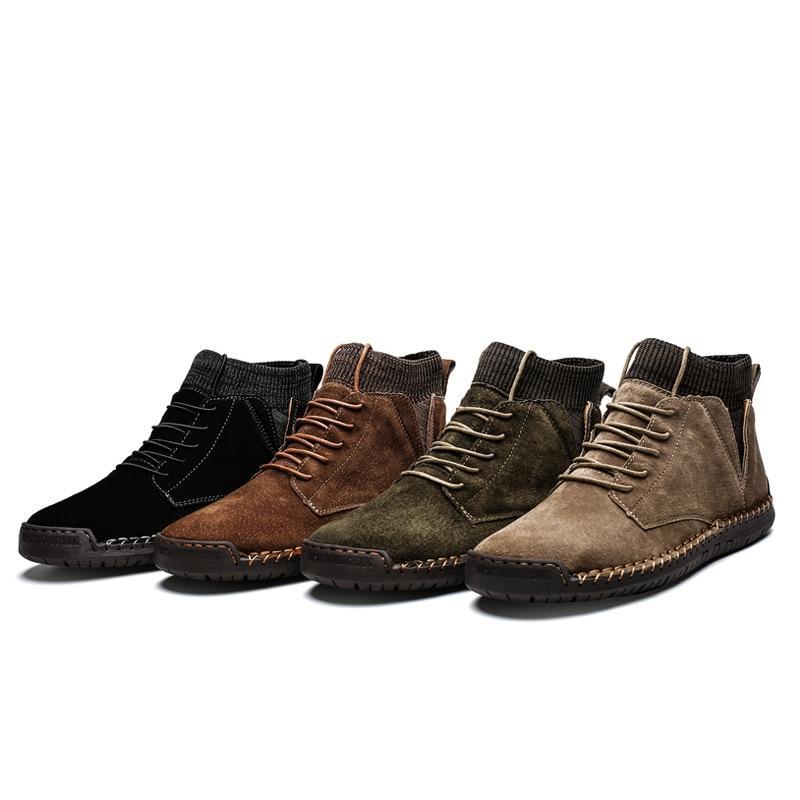 Men's New British Style Hand Sewn Martin Boots/Cotton-ABOXUN