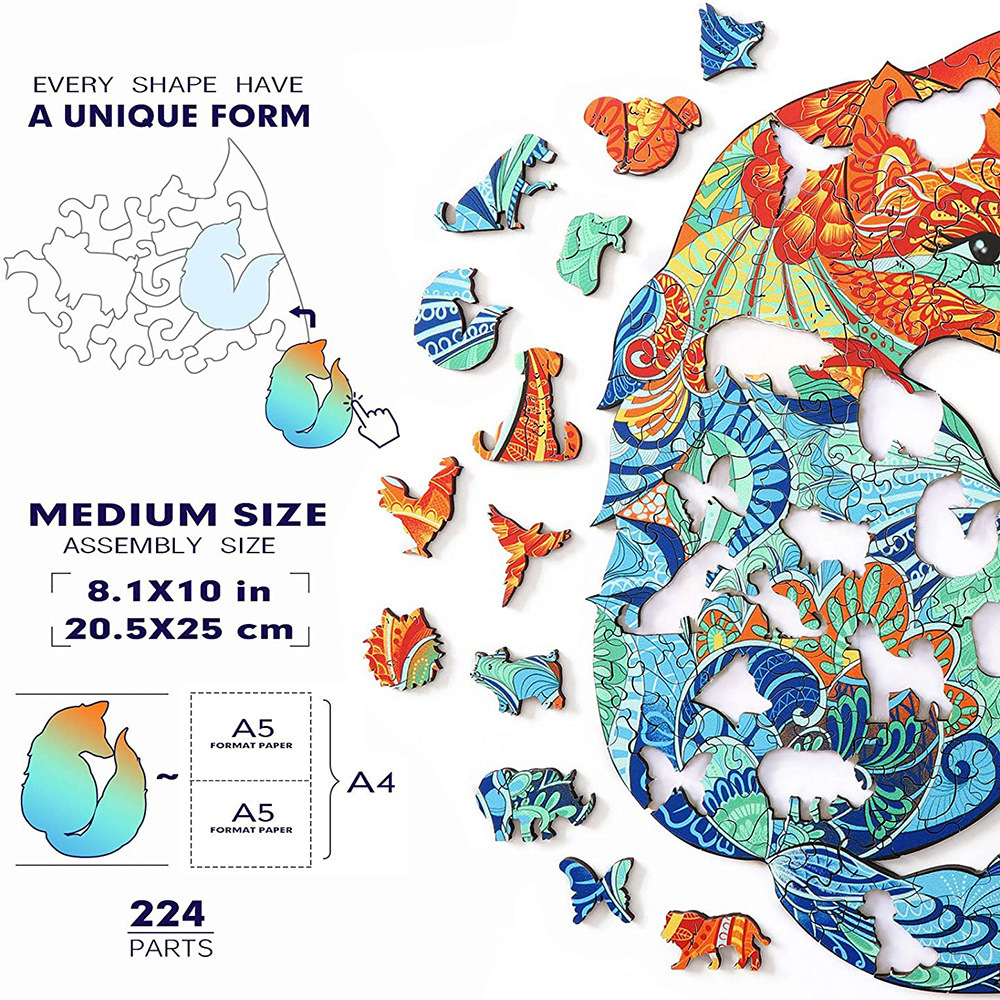 🔥Hot Sale🔥3D Irregular Shape Animal Wooden Puzzle