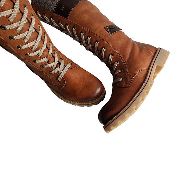 Grishay Women Winter Lace Up Knitted High Boots-ABOXUN