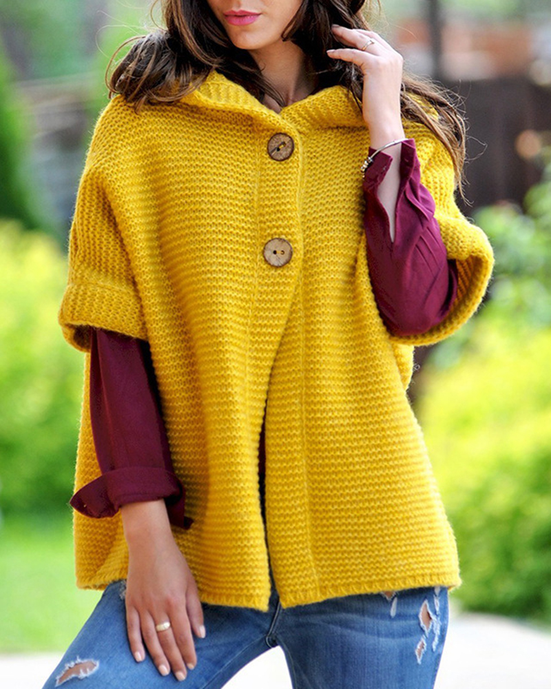 Loose-knit Hooded Sweater Cardigan-ABOXUN