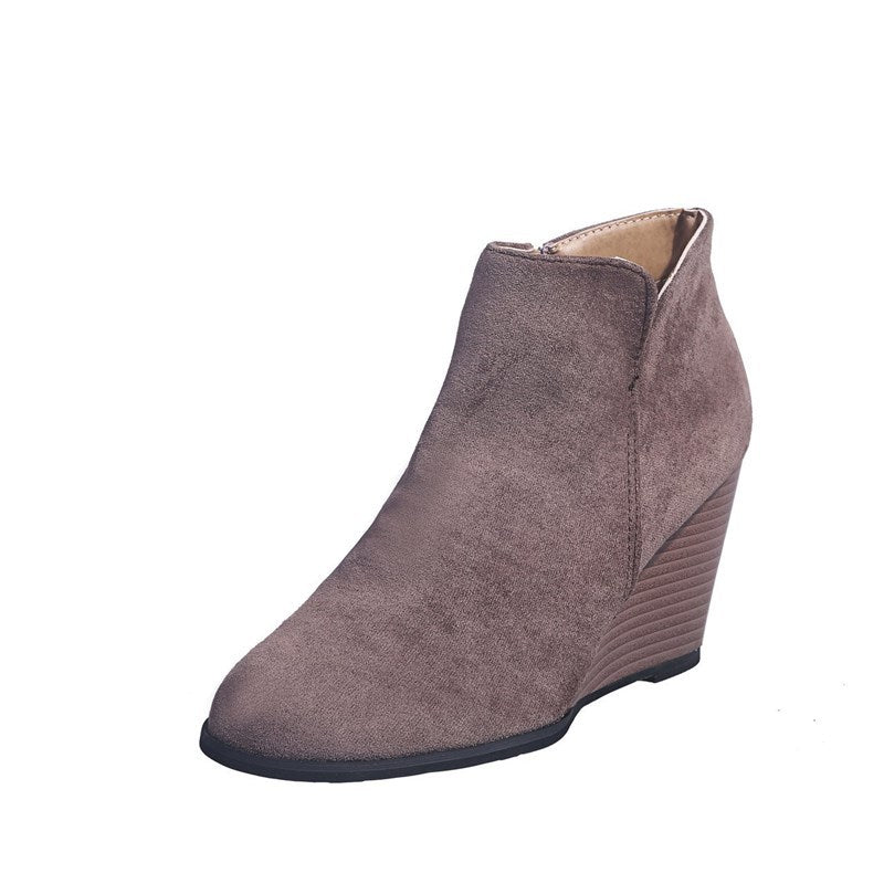 Women's Wedge Suede Cropped Martin Boots-ABOXUN